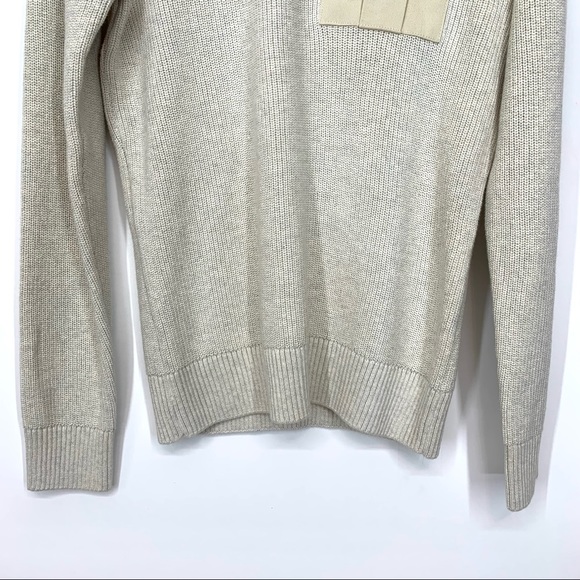 American Rag Men’s Crewneck Sweater With Pocket & Shoulder Patches Cream Gray - Picture 5 of 16